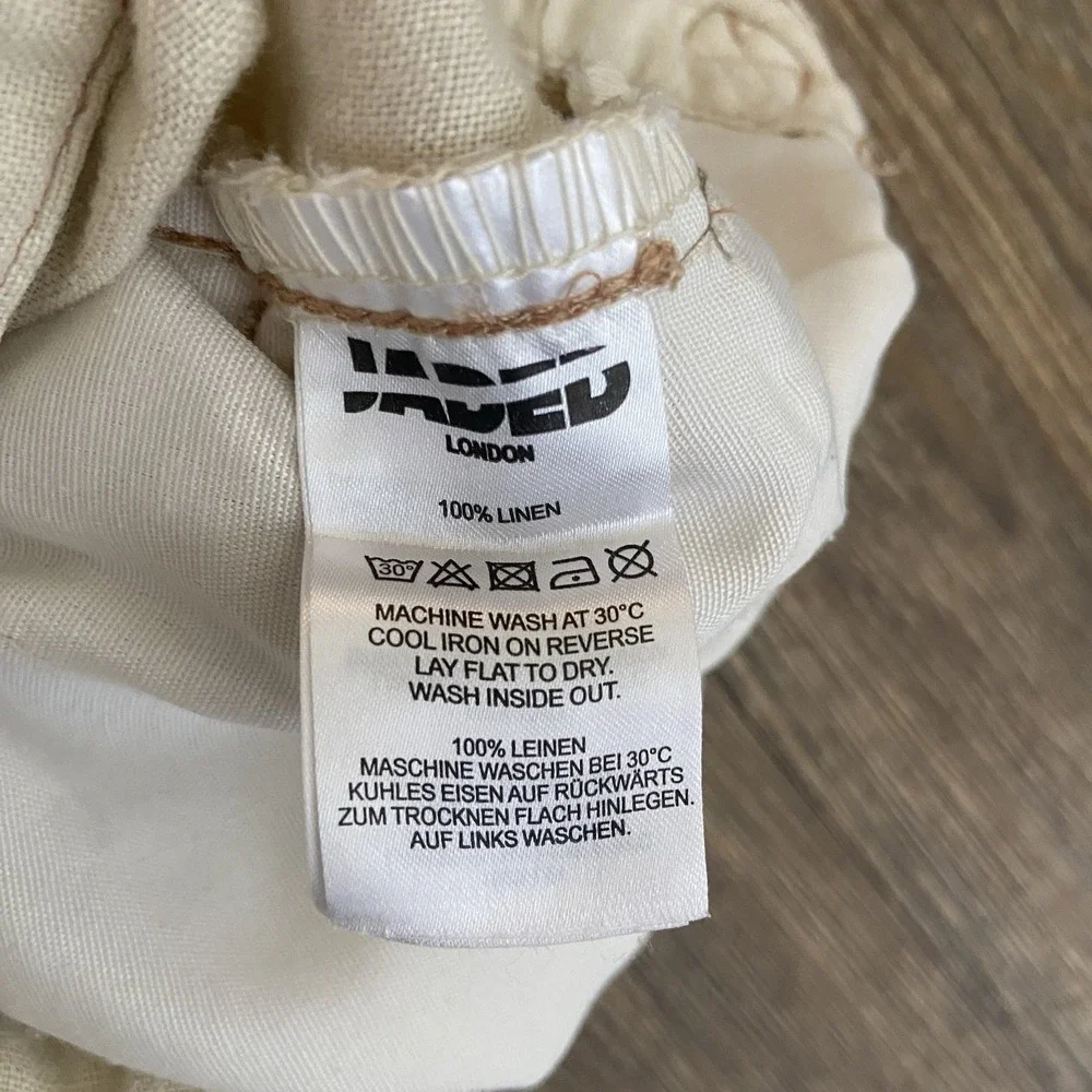Jaded‎ London Santal Linen Cream Cargo Trousers Pants Size Small S